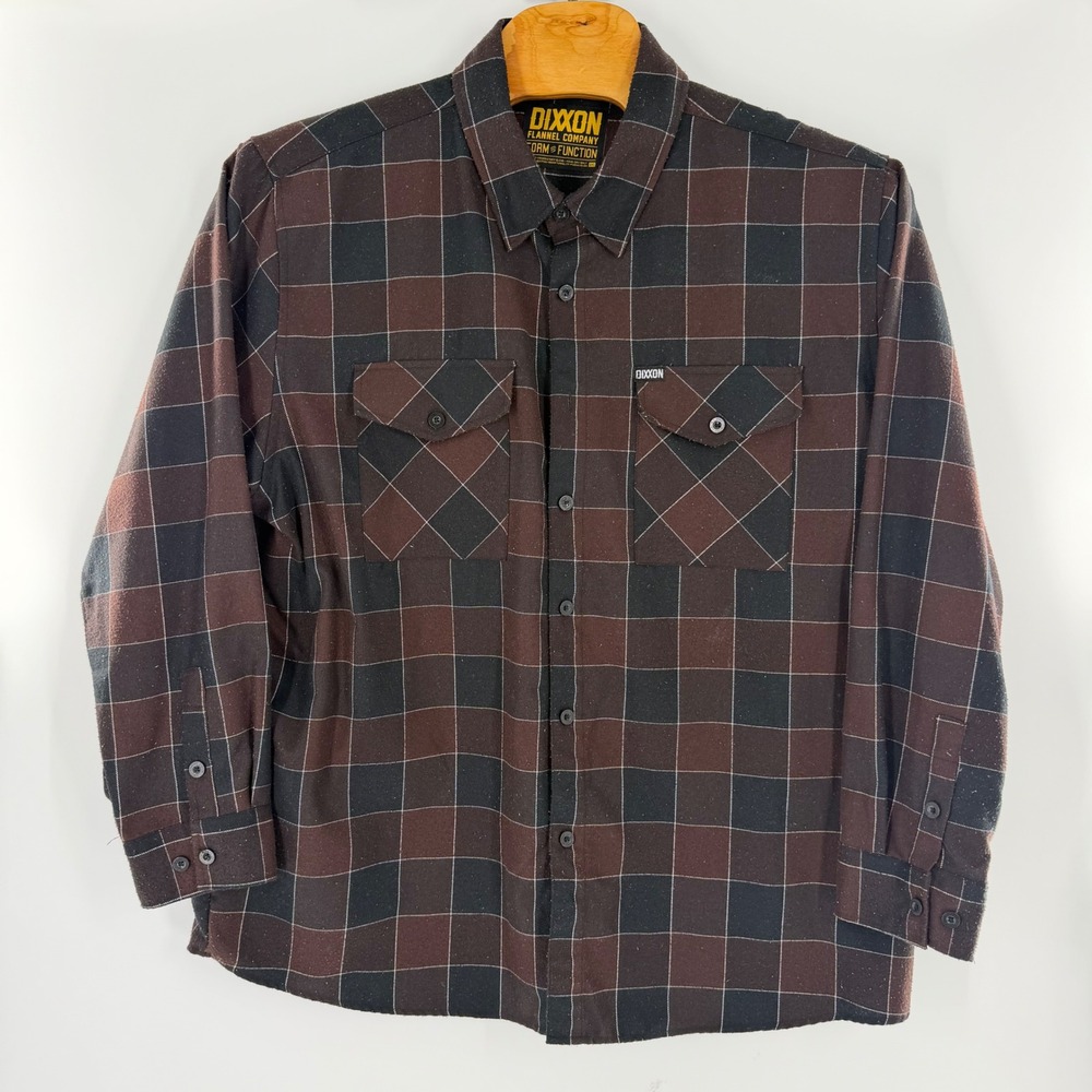 Dixxon Flannel Company Mens 3XL Brown Black Plaid D-Tech Long Sleeve Shirt